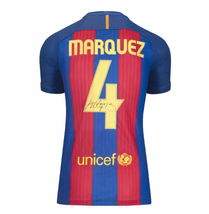 Icons Rafael Marquez Official FC Barcelona Back Signed And Framed Modern FC Barcelona Home Shirt