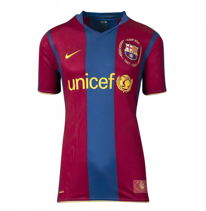 Icons Rafael Marquez Official UEFA Champions League Back Signed And Hero Framed FC Barcelona 2007-08 Home Shirt With Fan Style Numbers