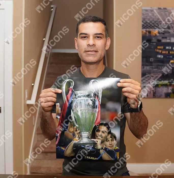 Icons Rafael Marquez Signed FC Barcelona Photo In Black Wooden Frame: 2009 UEFA Champions League Winner