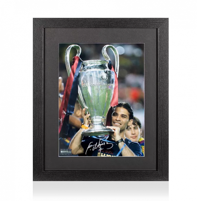 icons Rafael Marquez Signed FC Barcelona Photo In Black Wooden Frame: 2009 UEFA Champions League Winner