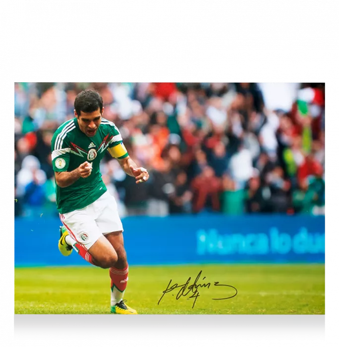 Icons Rafael Marquez Signed Mexico Photo In Black Wooden Frame: Azteca Goal