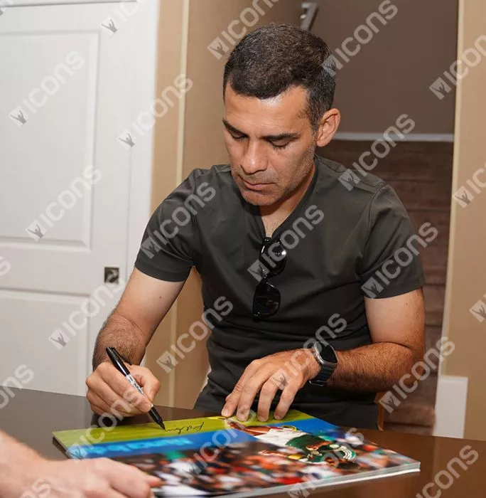 Icons Rafael Marquez Signed Mexico Photo In Black Wooden Frame: Azteca Goal