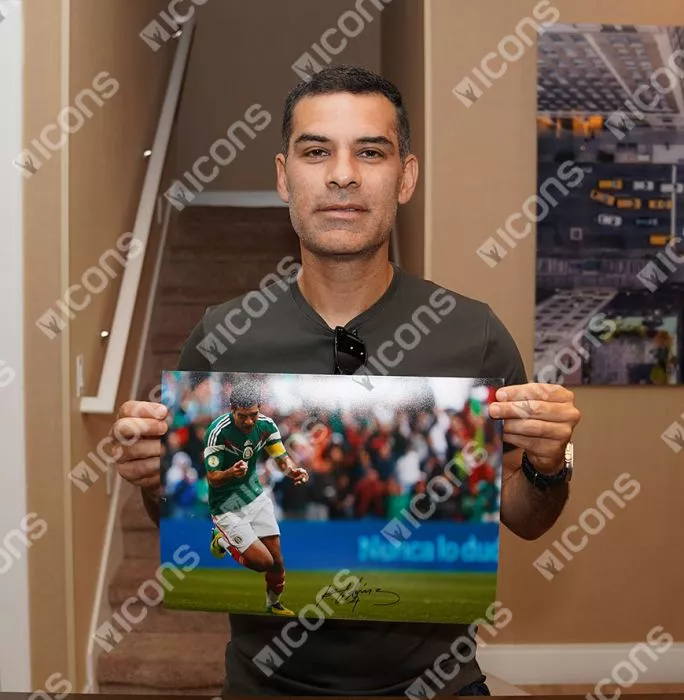 Icons Rafael Marquez Signed Mexico Photo In Black Wooden Frame: Azteca Goal