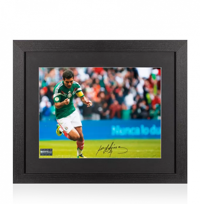 icons Rafael Marquez Signed Mexico Photo In Black Wooden Frame: Azteca Goal