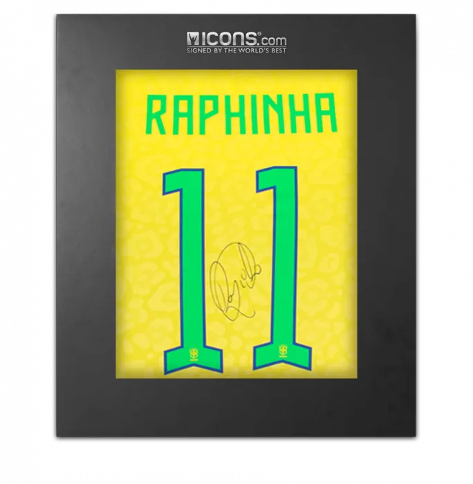 icons Raphinha Back Signed Brazil 2022-23 Home Shirt In Deluxe Packaging
