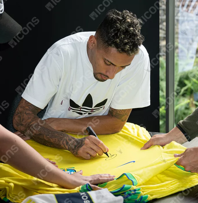 Icons Raphinha Front Signed Brazil 2022-23 Home Shirt