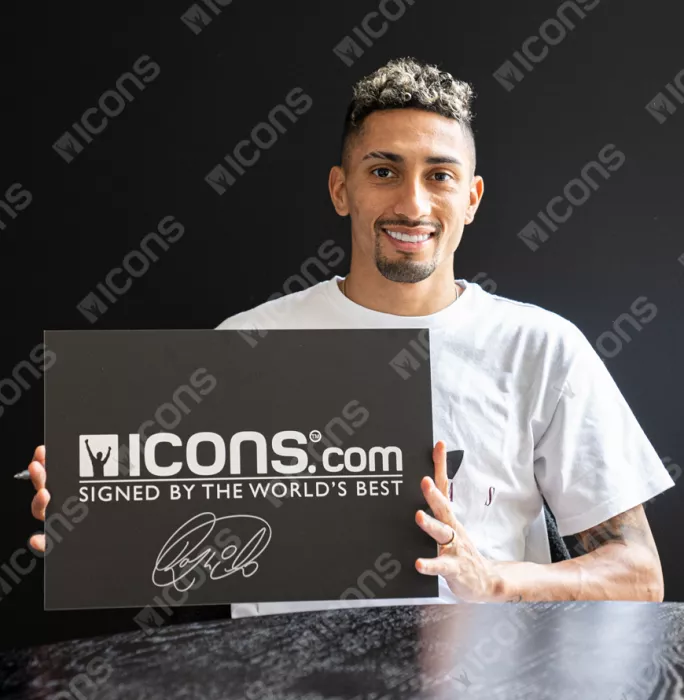 Icons Raphinha Official UEFA Champions League Signed Plaque And Photo Frame: UCL Hat-Trick Vs FC Bayern Munich