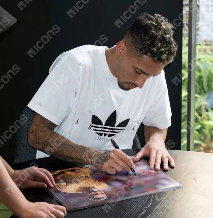 Icons Raphinha Signed FC Barcelona Photo In Black Wooden Frame: Goal Vs Sevilla