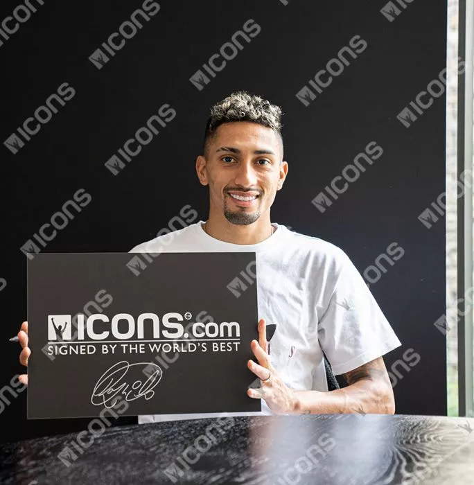 Icons Raphinha Signed Leeds United Photo In Black Wooden Frame: Goal Vs Brentford
