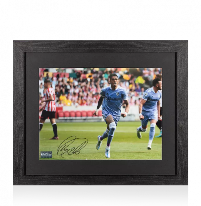 icons Raphinha Signed Leeds United Photo In Black Wooden Frame: Goal vs Brentford