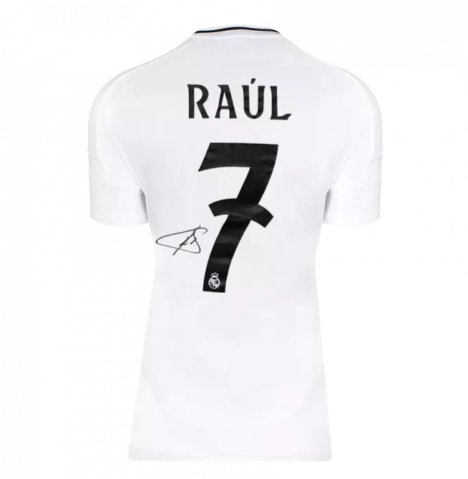 Icons Raul Official UEFA Champions League Back Signed And Framed Real Madrid 2024-25 Home Shirt