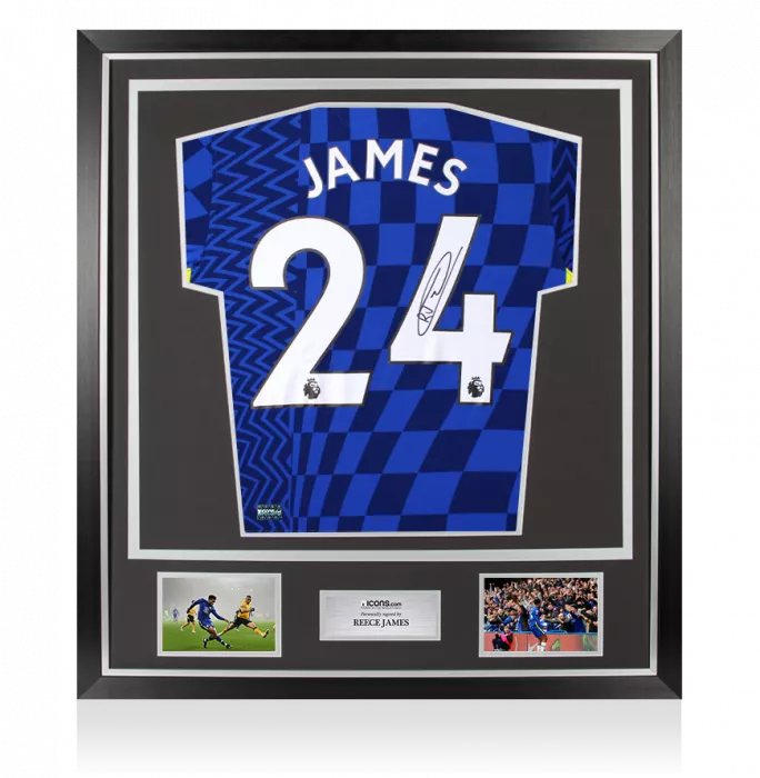 icons Reece James Back Signed Chelsea 2021-22 Home Shirt In Classic Frame