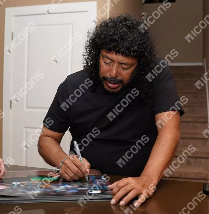 Icons Rene Higuita Signed Colombia Photo In Black Wooden Frame: Iconic Scorpion Kick