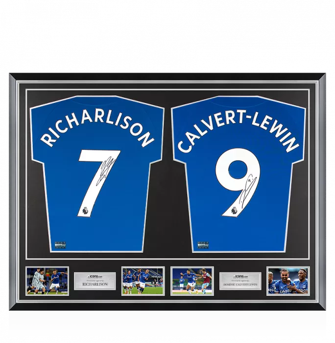 Icons Richarlison & Dominic Calvert-Lewin Signed Everton Home Shirts In Classic Dual Frame