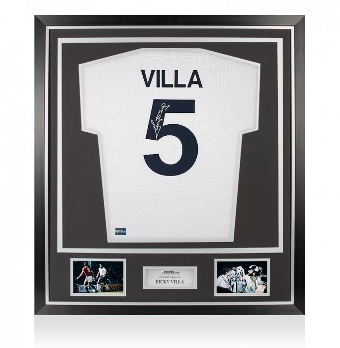 Icons Ricky Villa Back Signed Retro Tottenham Hotspur Home Shirt In Classic Frame