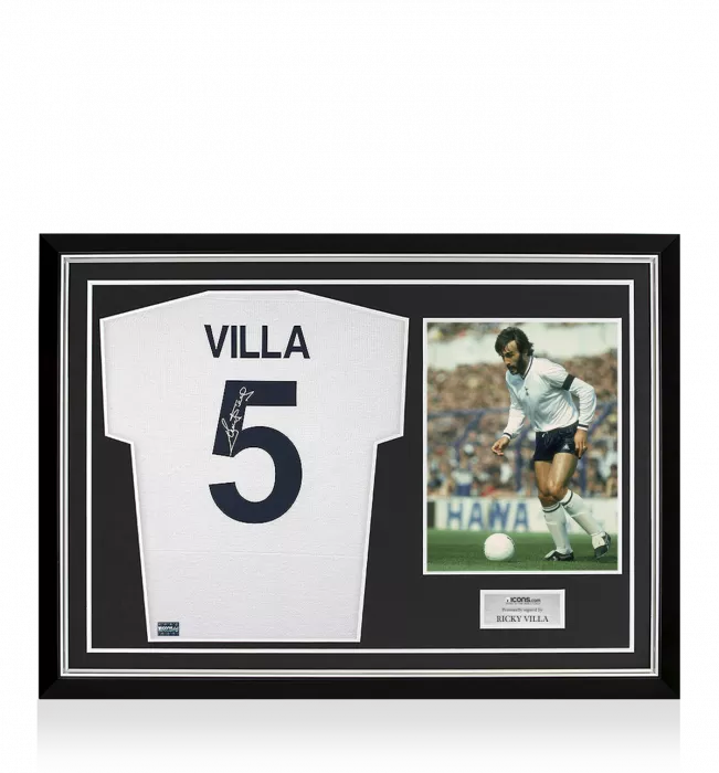 icons Ricky Villa Back Signed Retro Tottenham Hotspur Home Shirt Home Shirt In Hero Frame: Option 1