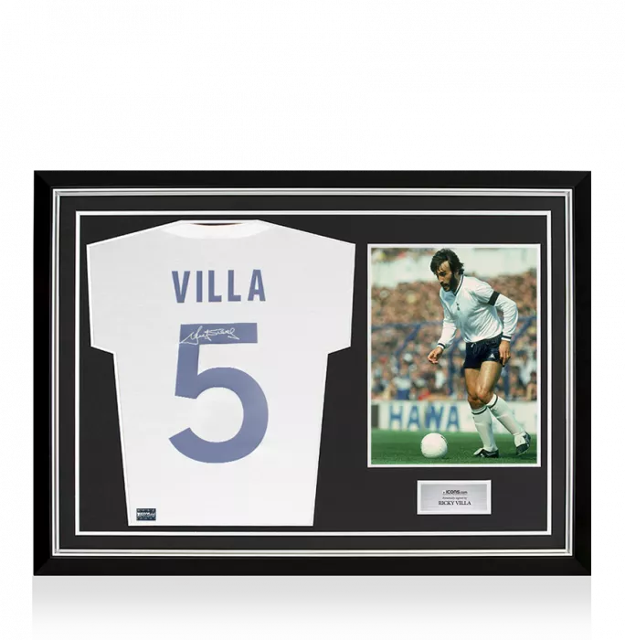 icons Ricky Villa Back Signed Tottenham Hotspur 1978 Home Shirt In Hero Frame: Option 1