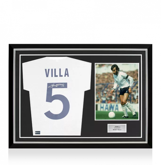 icons Ricky Villa Back Signed Tottenham Hotspur 1981 Home Shirt In Hero Frame: Option 1