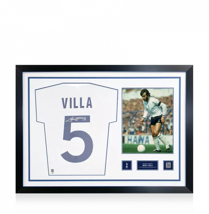 Icons Ricky Villa Official Tottenham Hotspur Signed And Framed 1981 Home Shirt