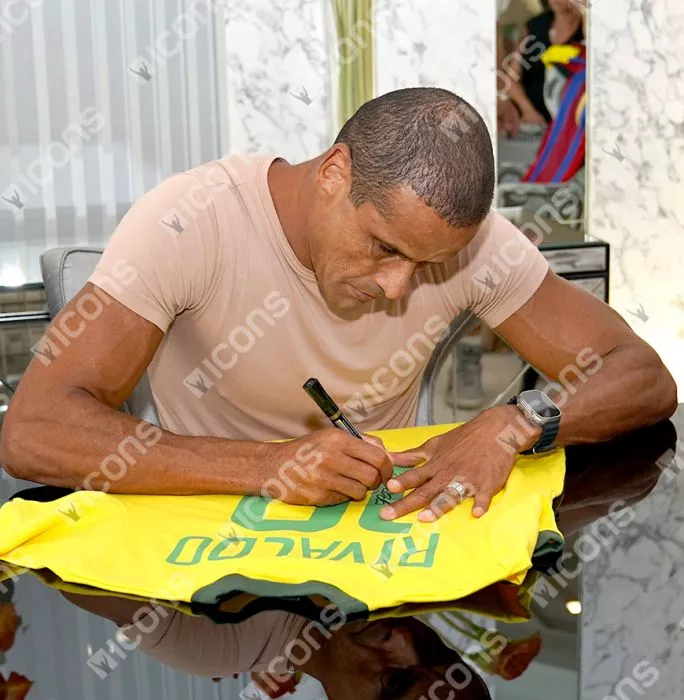 Icons Rivaldo Back Signed Brazil Retro Home Shirt In Hero Frame: Copa America Edition