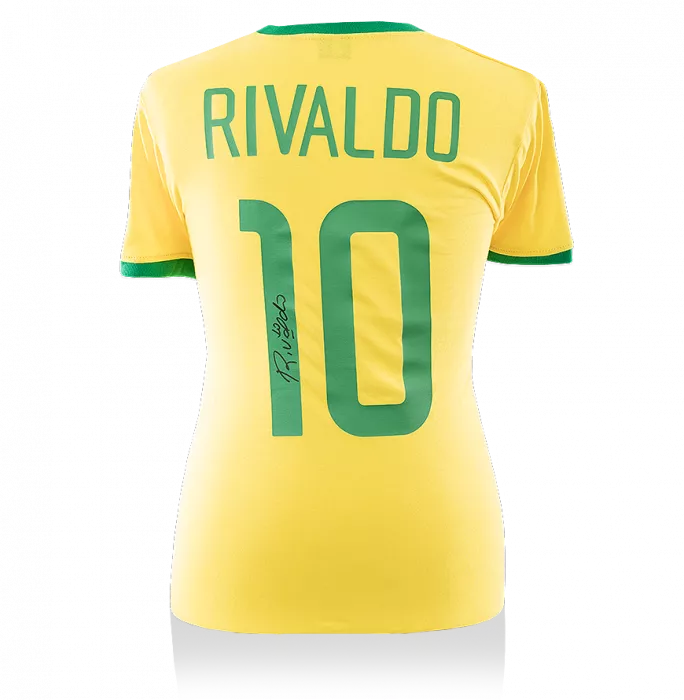 icons Rivaldo Back Signed Retro Brazil Shirt With Fan Style Numbers