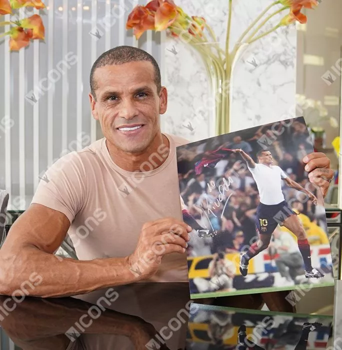 Icons Rivaldo Brazil & Rivaldo FC Barcelona Signed Photos In Dual Photo Frame