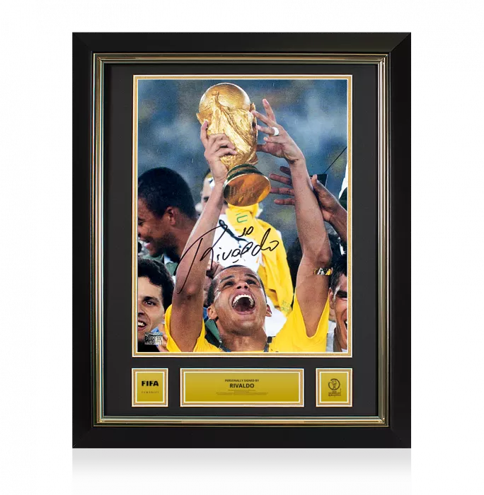 icons Rivaldo Official 2002 FIFA World Cup™ Signed and Framed Brazil Photo: 2002 Winner