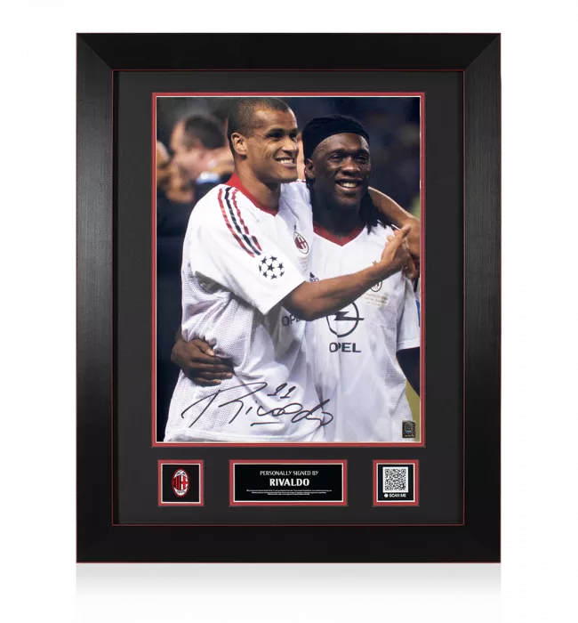 icons Rivaldo Official AC Milan Signed and Framed Photo: 2003 UEFA Champions League Winner