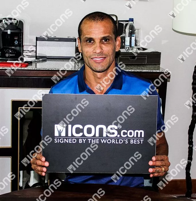 Icons Rivaldo Official FC Barcelona Back Signed And Framed Retro Home Shirt With Fan Style Numbers