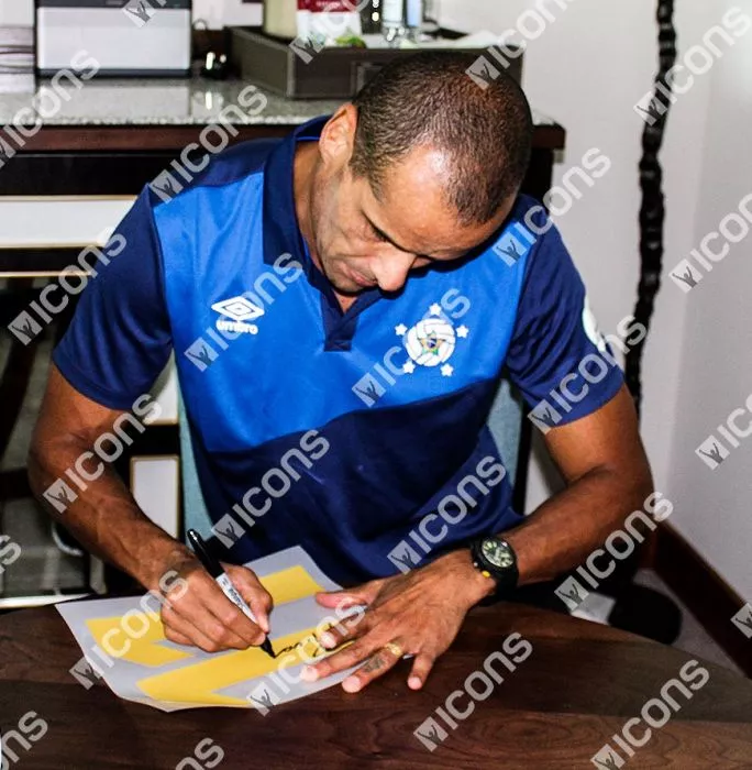 Icons Rivaldo Official FC Barcelona Back Signed Retro Home Shirt With Fan Style Numbers