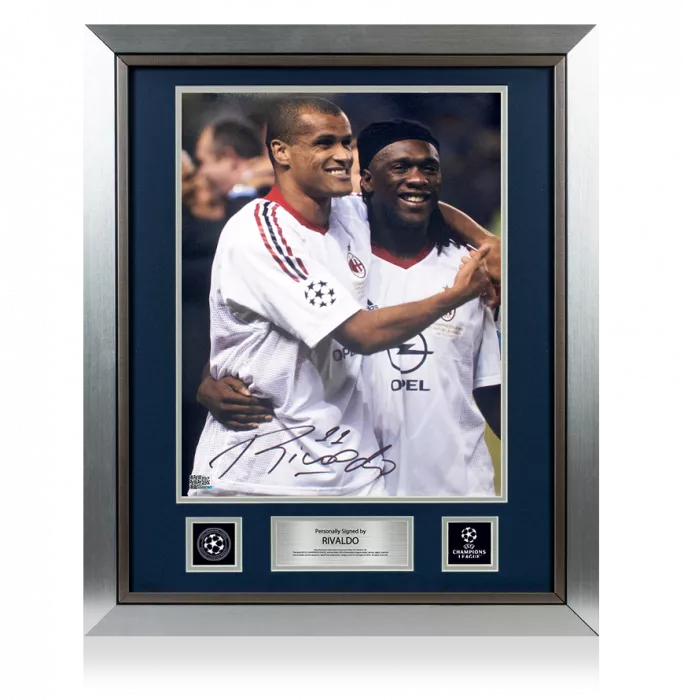 Icons Rivaldo Official UEFA Champions League Signed And Framed AC Milan Photo: 2003 Winner