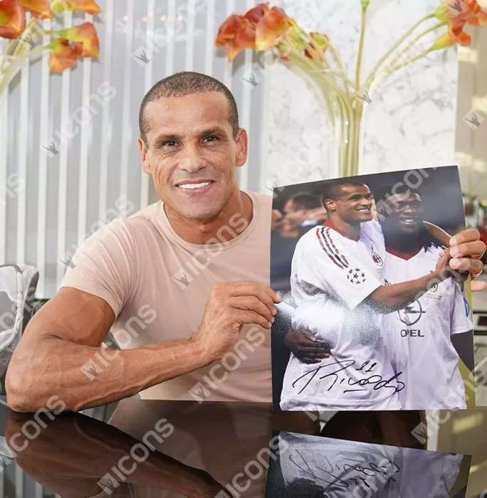 Icons Rivaldo Signed AC Milan Photo In Black Wooden Frame: 2003 UEFA Champions League Winner