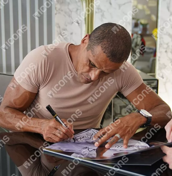 Icons Rivaldo Signed AC Milan Photo In Black Wooden Frame: 2003 UEFA Champions League Winner
