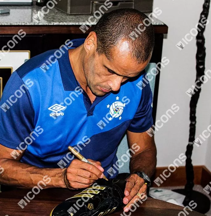 Icons Rivaldo Signed Black And Gold Adidas Gloro Boot