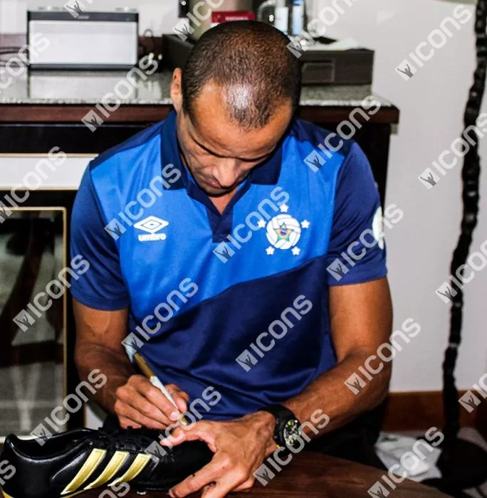 Icons Rivaldo Signed Black And Gold Adidas Gloro Boot