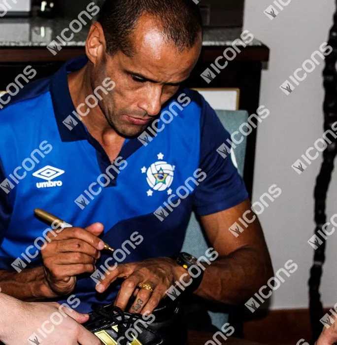 Icons Rivaldo Signed Black And Gold Adidas Gloro Boot