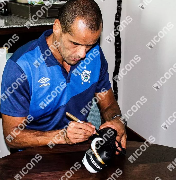 Icons Rivaldo Signed Black And Gold Nike Tiempo Boot In Bubble Frame: Option 1