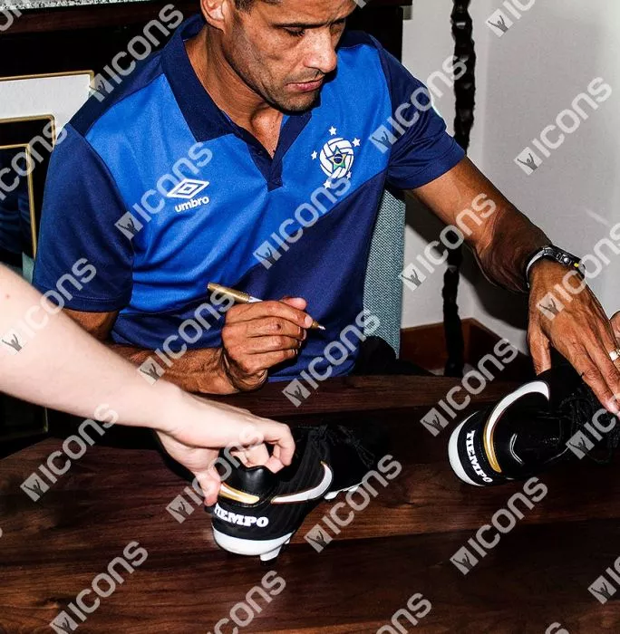 Icons Rivaldo Signed Black And Gold Nike Tiempo Boot In Bubble Frame: Option 1