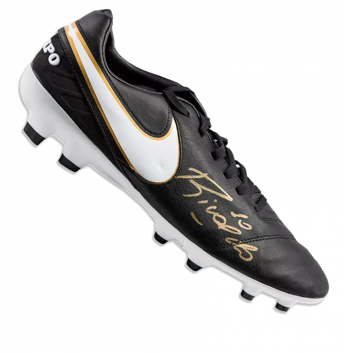icons Rivaldo Signed Black and Gold Nike Tiempo Boot