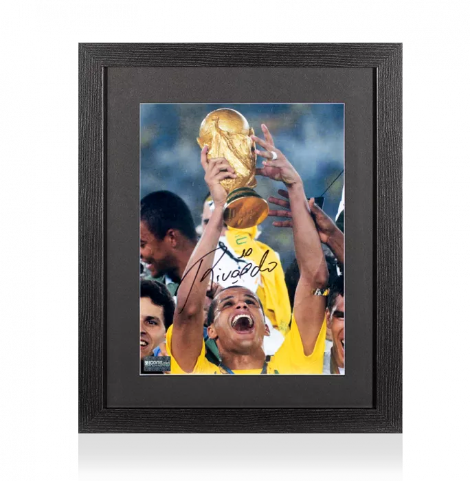 icons Rivaldo Signed Brazil Photo In Black Wooden Frame: 2002 FIFA World Cup Winner