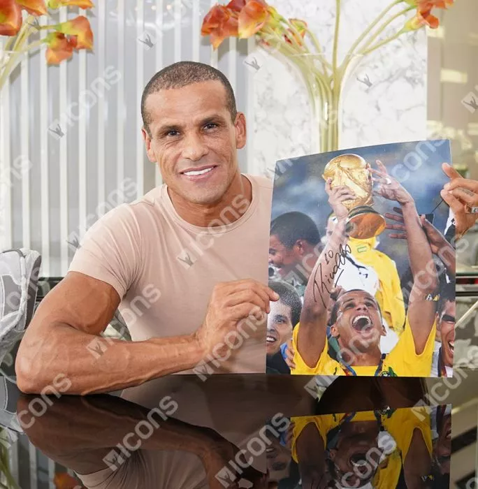 Icons Rivaldo Signed Brazil Photo In Premium Photo Frame: 2002 FIFA World Cup Winner