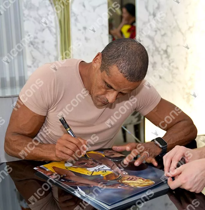 Icons Rivaldo Signed Brazil Photo In Premium Photo Frame: 2002 FIFA World Cup Winner