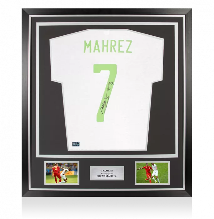 icons Riyad Mahrez Back Signed Algeria T Shirt In Classic Frame