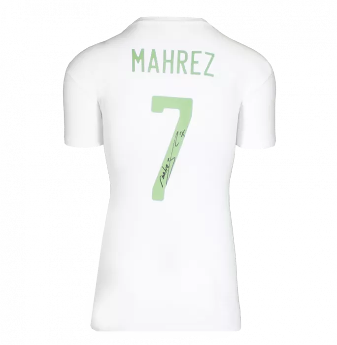 Icons Riyad Mahrez Official FIFA World Cup™ Back Signed And Framed Algeria T Shirt