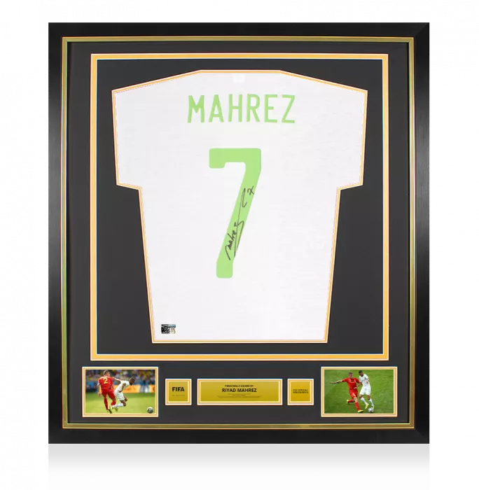 icons Riyad Mahrez Official FIFA World Cup™ Back Signed and Framed Algeria T Shirt