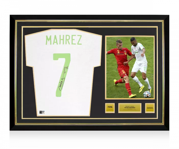 icons Riyad Mahrez Official FIFA World Cup™ Back Signed and Hero Framed Algeria T Shirt