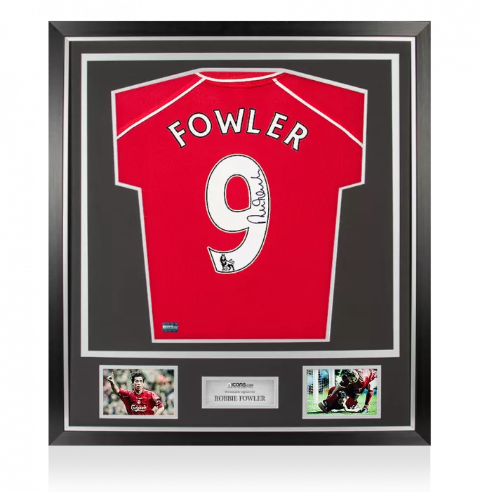 icons Robbie Fowler Back Signed Retro Liverpool Home Shirt In Classic Frame