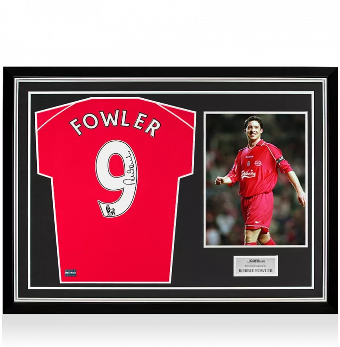 icons Robbie Fowler Back Signed Retro Liverpool Home Shirt In Hero Frame: Option 1