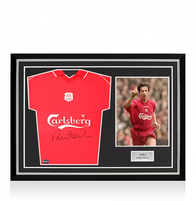 Icons Robbie Fowler Front Signed Liverpool FC 2000 Home Shirt In Hero Frame: Option 1