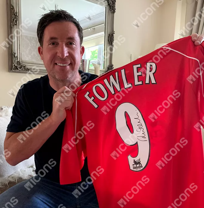 Icons Robbie Fowler Official UEFA Europa League Back Signed Liverpool 2000-01 Home Shirt